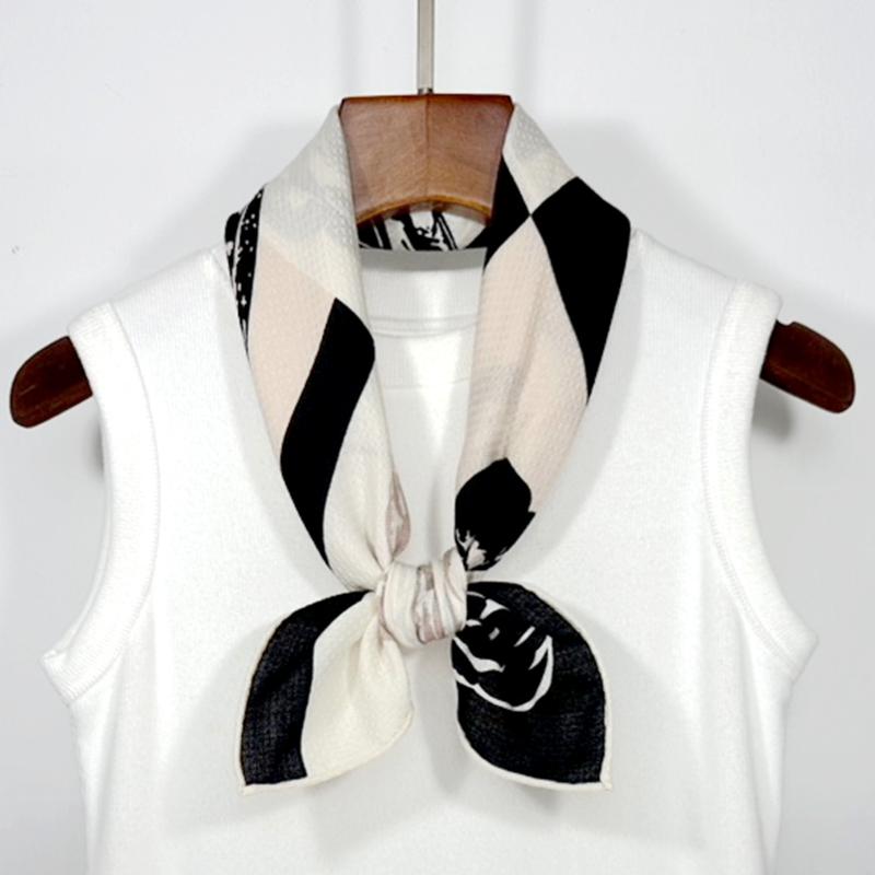 1116 Autumn and Winter Silk Wool Silk Scarf Women's Fashion Versatile 61cm Medium Square Scarf High Sense Cold Silk Hair Shawl
