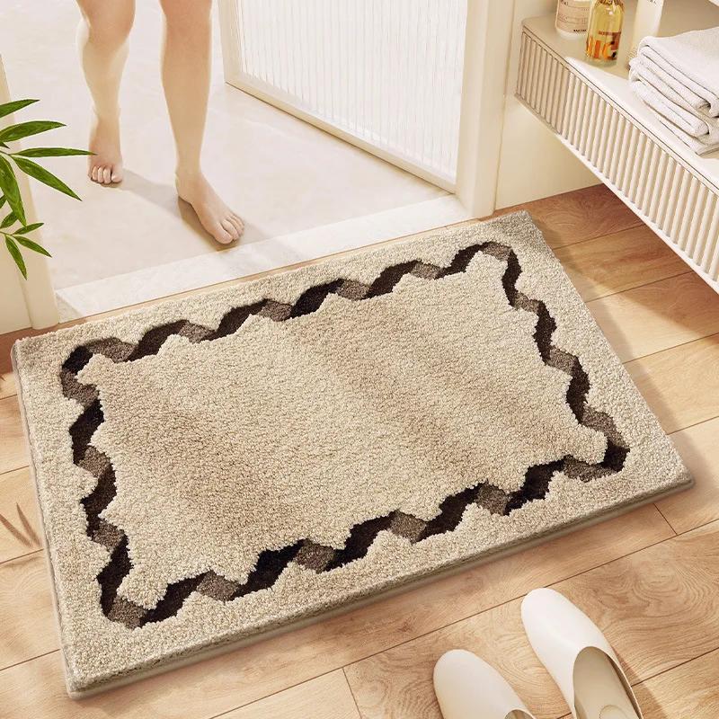 High Quality Microfiber Flocked Bath Mat Bathroom Decorative Floor Mat Super Absorbent Non-slip Bathroom Rug 50x80/50x100CM
