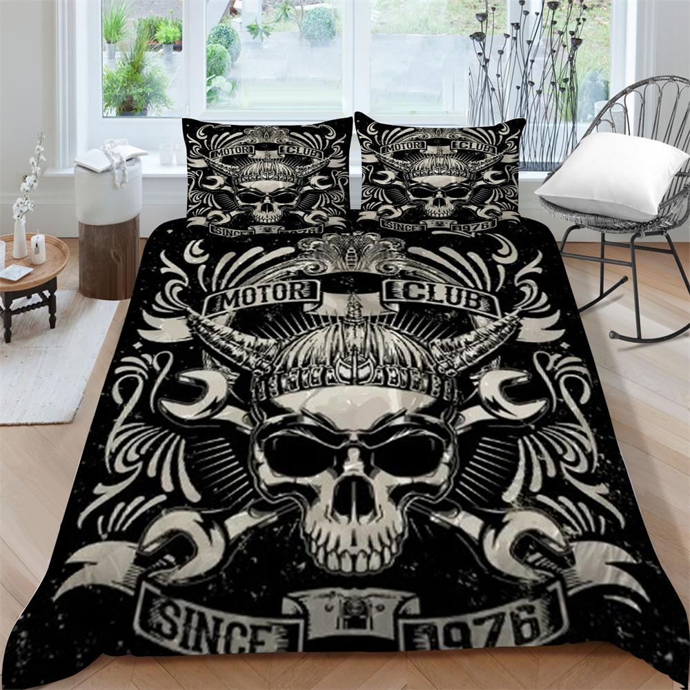 

2/3 шт. комплект постельного белья дышащее одеяло пододеяльник комплект 3D череп дизайн микрофибра удобный покрывало костюм EU Single 135x200cm