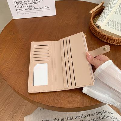 Neues multifunktionales ultradünnes langes Damenportemonnaie modische faltbare Reißverschluss-Schnalle Clutch-Tasche einfarbig tragbare Münztasche