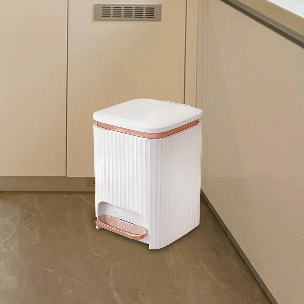 Kithcen Trash Can with Foot Pedal and Press Type Lid Modern Kitchen Wastebasket for Study Garage Toilet Restroom Entryway
