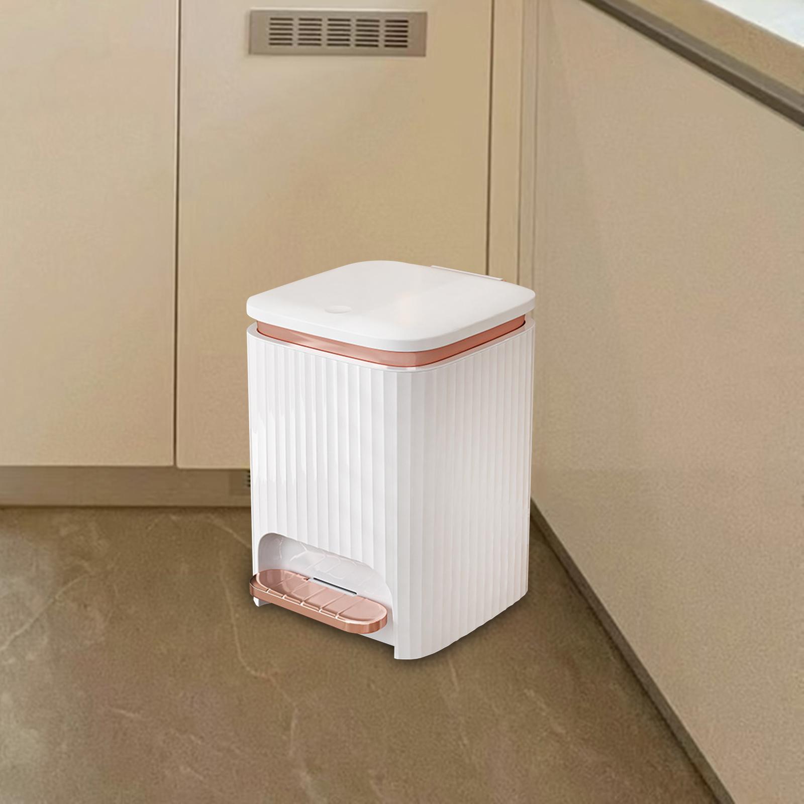 

Kithcen Trash Can with Foot Pedal and Press Type Lid Modern Kitchen Wastebasket for Study Garage Toilet Restroom Entryway