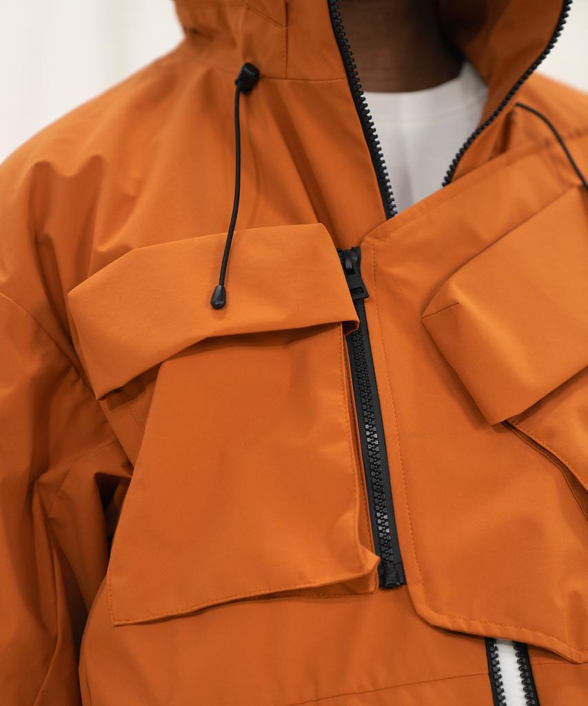 Kalapatthar 3Layer Offset Zip Pocket Hooded Jacket - Camel