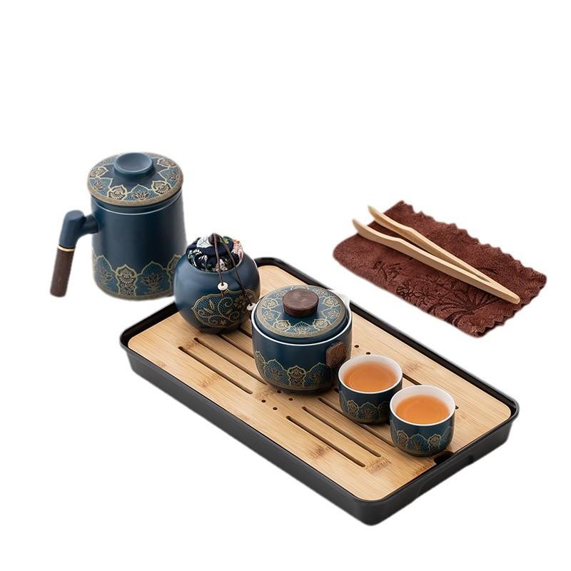 Tea set 1 pot 1 cup 1 can 1 office cup Kung Fu tea set outdoor portable car teapot Mid-Autumn Festival