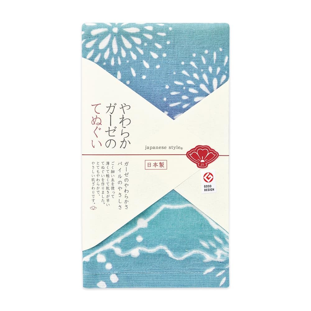 Nissen Shoko Japanese Style Seasonal Pattern Summer Fireworks and Fuji Tenugui hand Mt. (Japanese towel) JS-6157