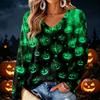 Women's V-Neck Long Sleeve Lightweight Halloween Print Blouse for Casual Wear