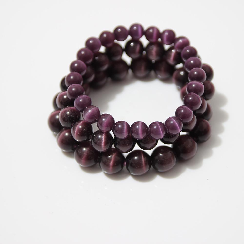 Sky Blue Cat's Eye Bracelet: Round Beads, Fresh Summer Crystal Jewelry for Women and Men