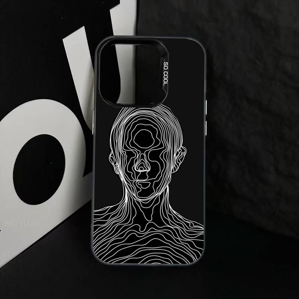 Minimalist line art Phone Case For iPhone 17,16,15,14,13,12,11 Plus,Pro Max,XS,Colorful Silver Phone case Funda Cover