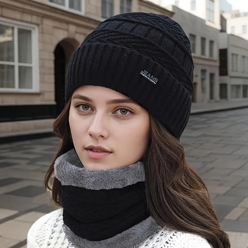 Damen Wintermütze Schal Thermische Strickmütze Weich Warm Sturmhaube Halswärmer Schals Mützen Winter Skimaske Mütze