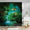 Fantasy Mushroom Shower Curtains Fairy Forest Tree Gothic Panel Jungle Green Zen River Bathroom Decor Shower Curtain With Hook