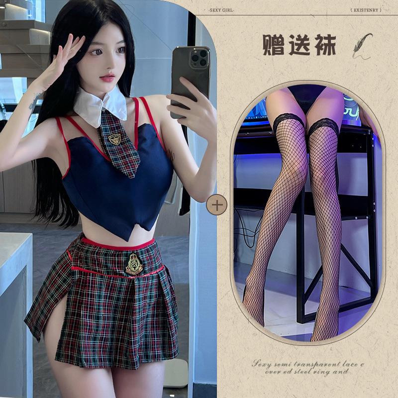 Night listening incense sexy sexy lingerie college style student split uniform seduction student costume cosplay suit