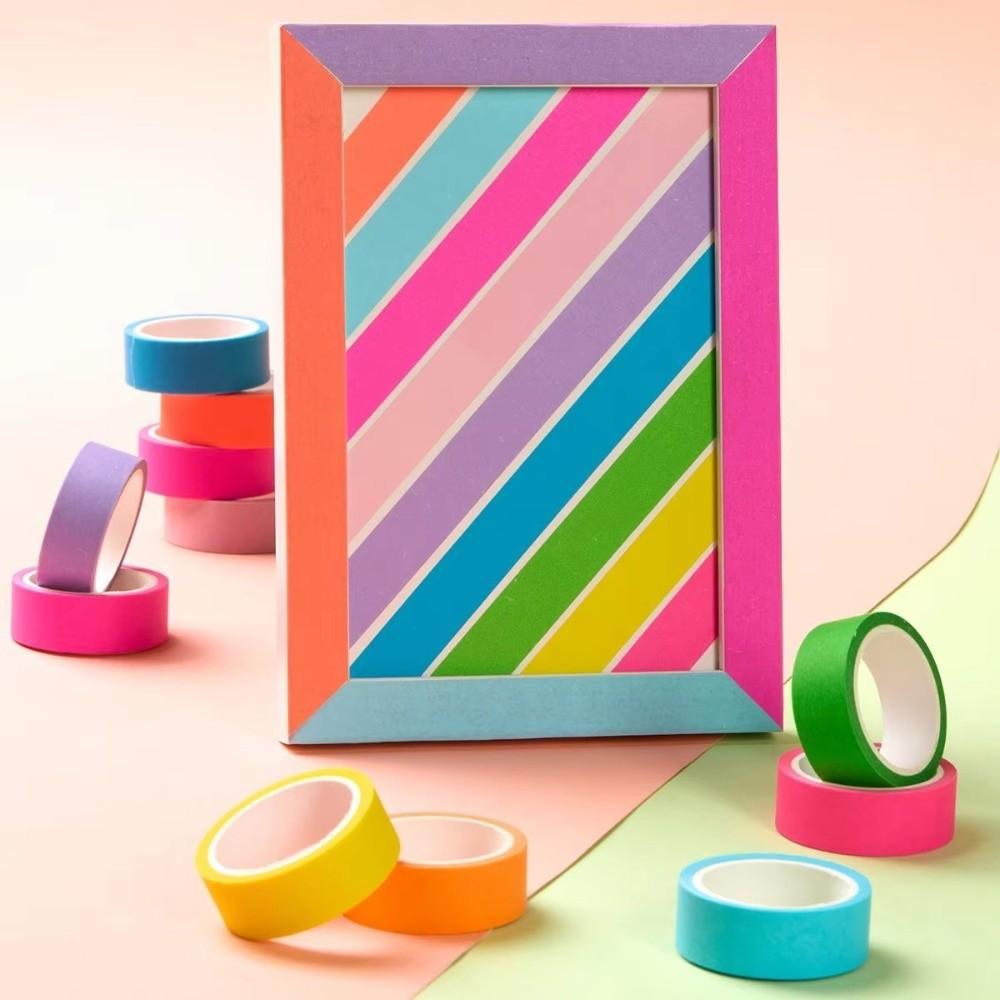 10 rolls Tearable Rainbow-colored Washi Tape Fluorescent Journals Tape Gift