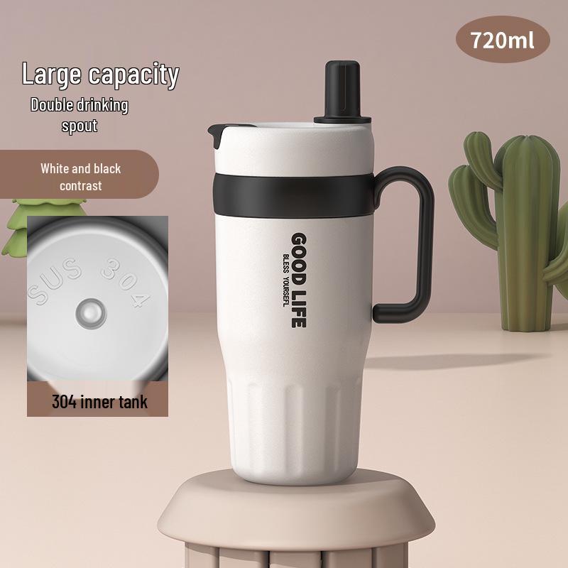 High-Value Portable Straw Cup with Lanyard, 304 Stainless Steel, Ideal for Cola and Coffee, Great Gift