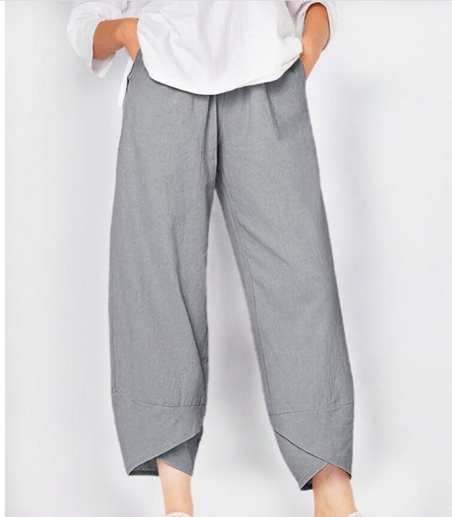 Elastic Waist Cotton Linen Loose Casual Pants for Women - Spring/Summer Collection