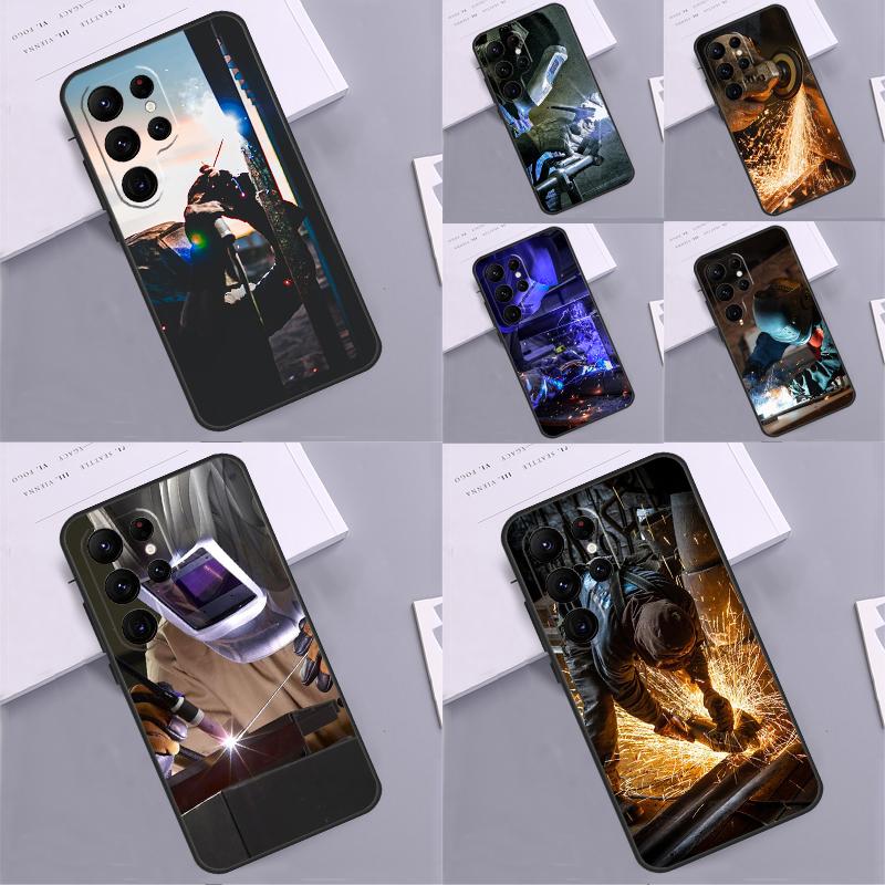 Welder Welding Hot Metal Worker Phone Case For Samsung Galaxy S25 S24 Ultra S9 S10 S20 S22 S21 S23 Plus S24 FE Cover Coque