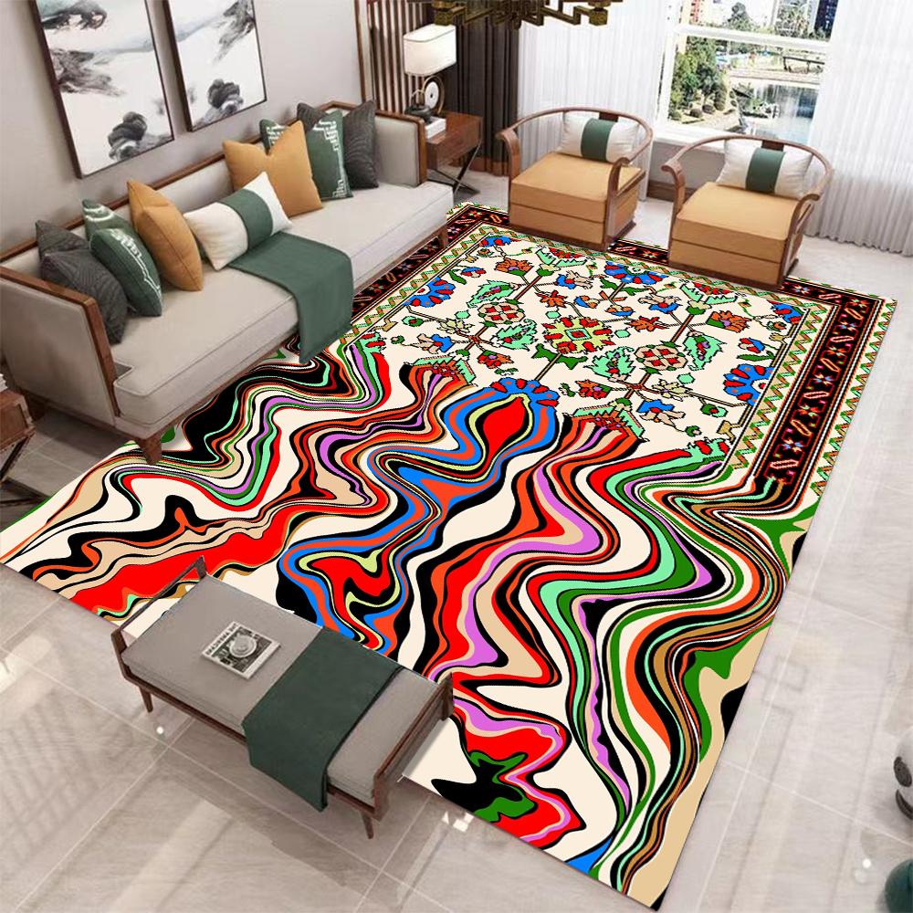 Ethnic Style Su Printed Floor Mat Bohemian Style Bedroom Carpet Soft Living Room Floor Mat Visual Art Entrance Anti Slip Carpet