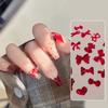 50Pcs French Style Bows Nail Accessories Mixed Size 3D Wine Red Bowknot Nail Charms Kawaii Winter Nail Art Decoration Cute Parts