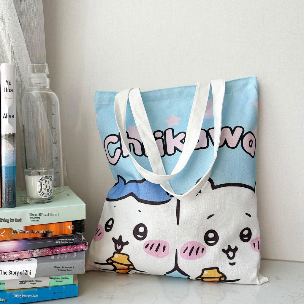 Jiyikawa Canvas Shoulder Bag for Girls, Cute New Style, Large Capacity Student Tote