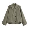 Kaslead New Women clothes Western Style Fashion Simple Cape Style Hood Trench coat Outerwear 0518242