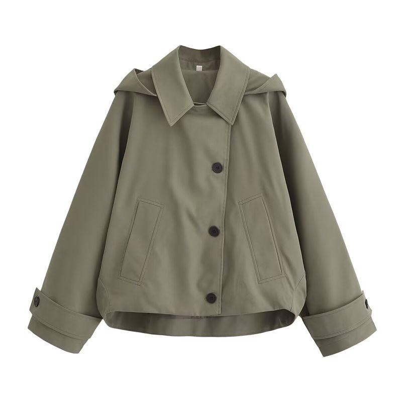 Kaslead New Women Clothes Western Style Fashion Simple Cape Style Hood Trench Coat Outerwear 0518242