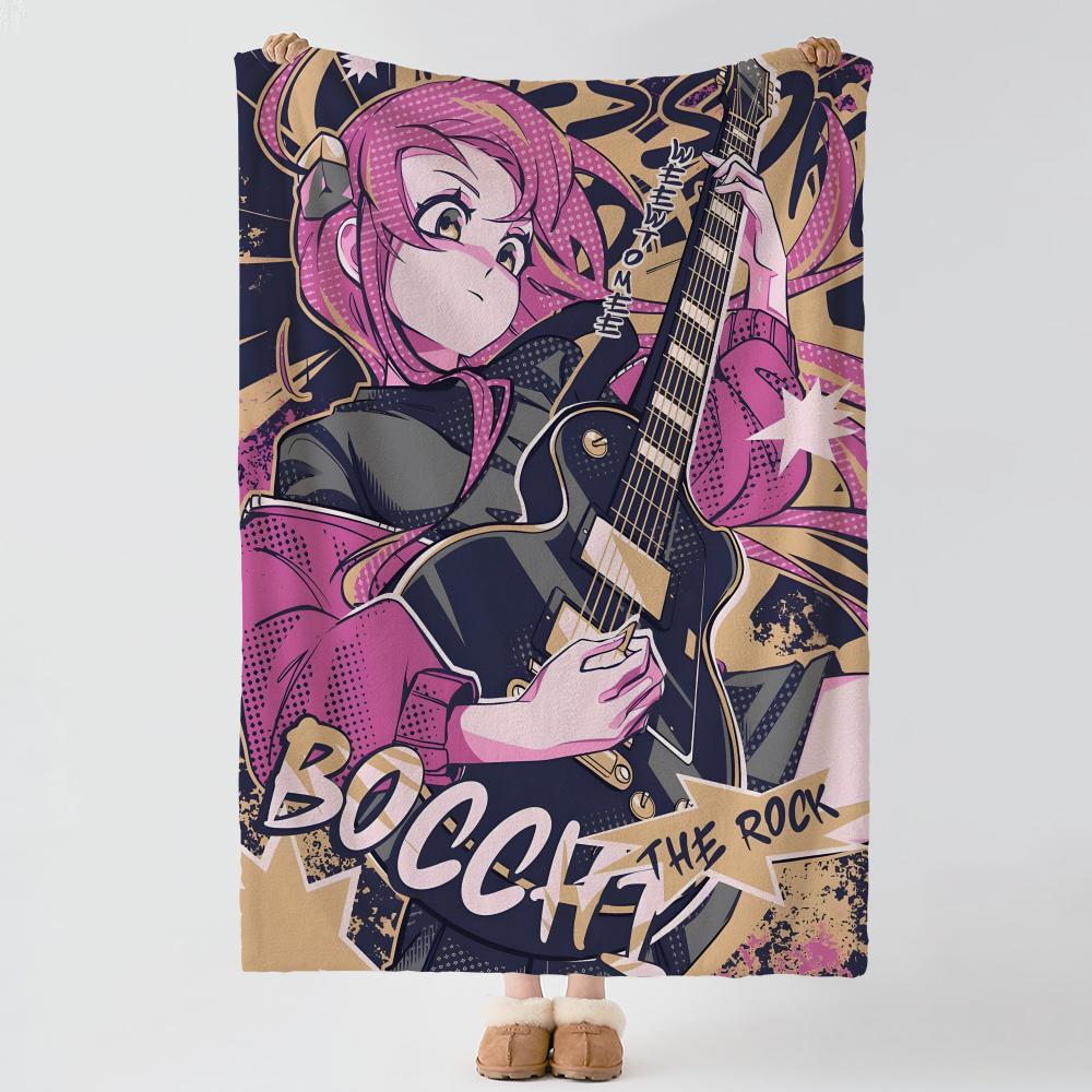 anime B-Bocchi the Rock-k Throw Thick Comfort Flannel Quilt, Multi-scene Use Indoor Outdoor Daily Nap