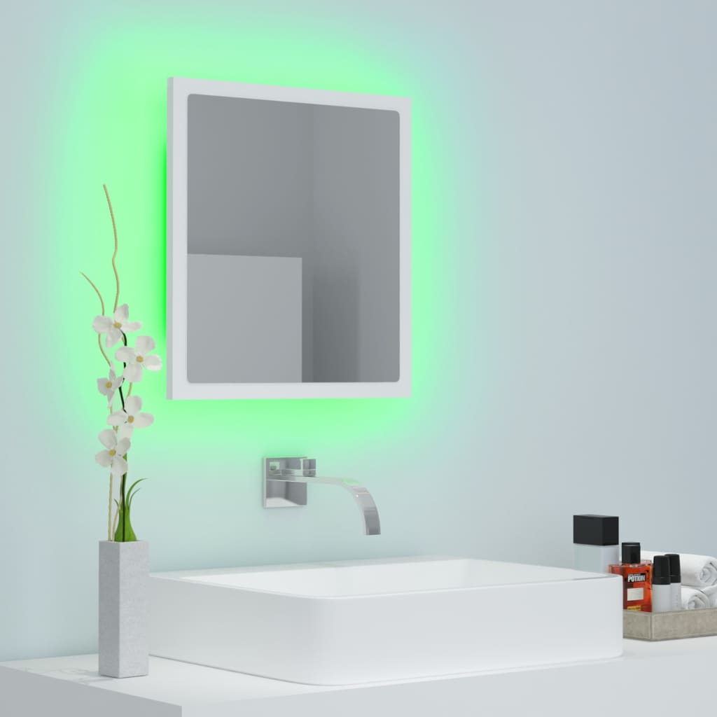 LED Bathroom Mirror White 40 x 8.5 x 37 cm Acrylic