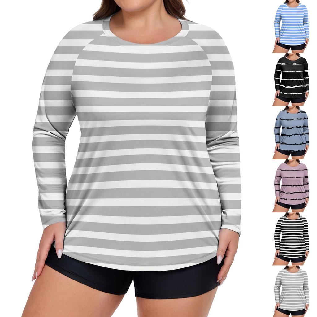 Women's Print Large Size Long Sleeve Swimsuit Sun  Jacket Quick Dry Hiking Top