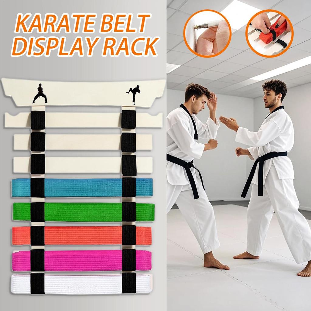 Karate Belt Display Holder Martial Arts Belt Display Holder with Hanger and Stickers No Assembly Required Storage Rack for Teens