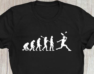 Badminton Player Evolution T-Shirt, Funny T-Shirt, Tennis Ball Lover T-Shirt Football Team Birthday Gift, Family Presents Xmas Gift Tee Tops