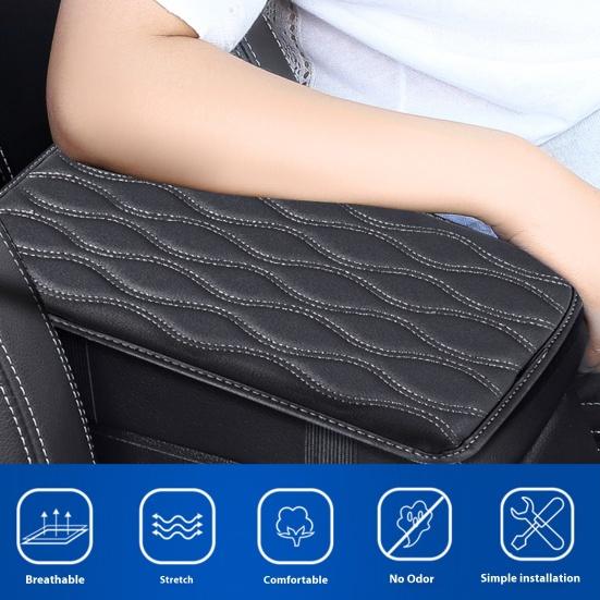Universal Center Console Cover Waterproof Dirt-Resistant Armrest Box Cushion Protector with Elastic Straps for Most Vehicle