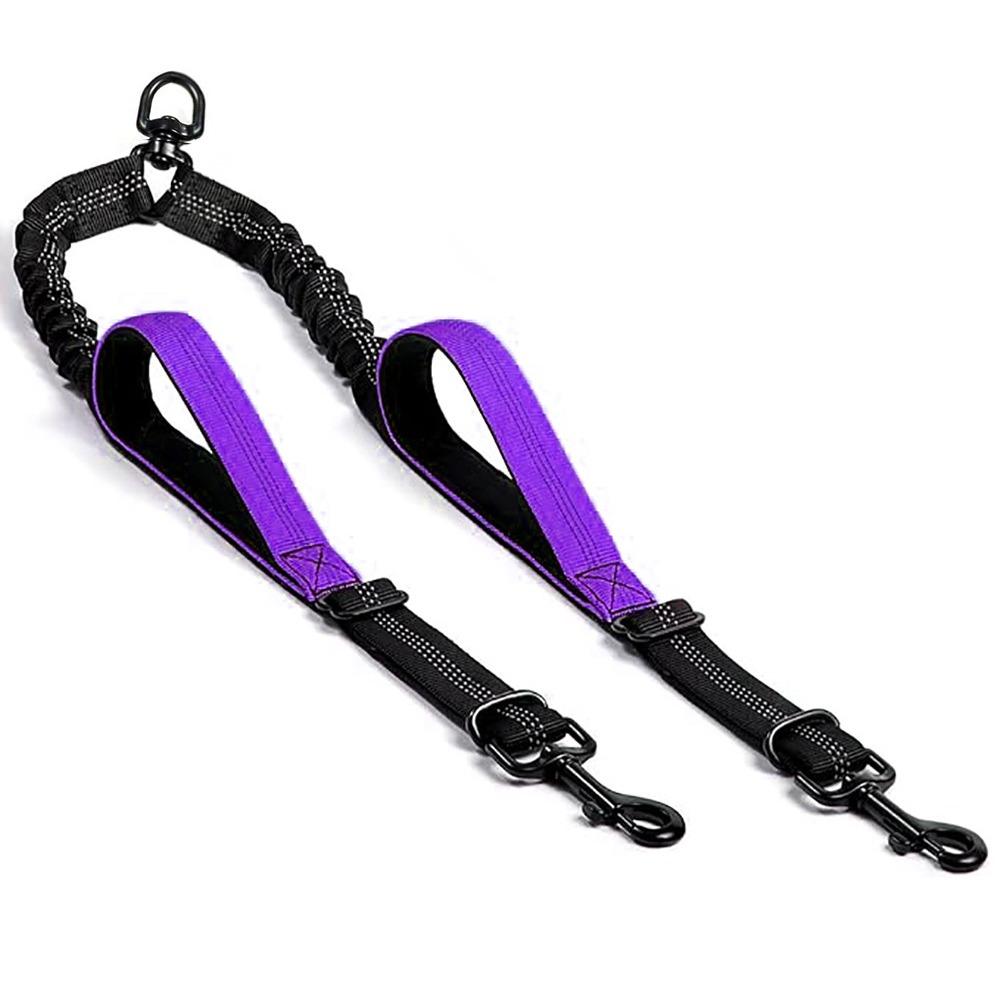 

Shock Absorbing Double Head Pet Rope No-Pull Design Pet Walking Rope Dual Dog Leash Small Dogs фиолетовый