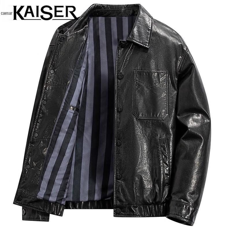 KAISER Men's Genuine Leather Biker Jacket