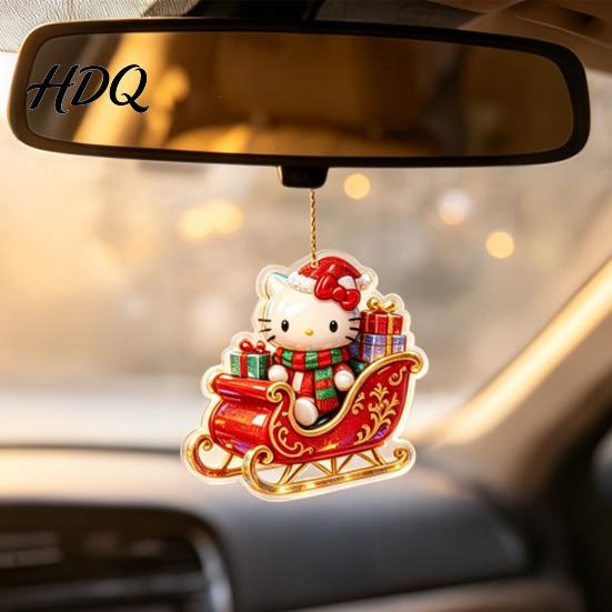 Christmas Gift for Friends Kitty Ornaments 2D Flat Acrylic Hanging Decorations Cute Winter Holiday Ornaments Cartoon Pendants Tree Home Decor