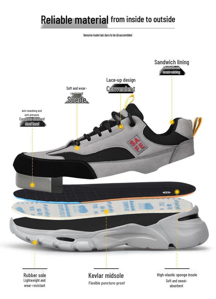 Men's Ultra-light Fashionable Safety Work Shoes - Anti-smash & Anti-puncture