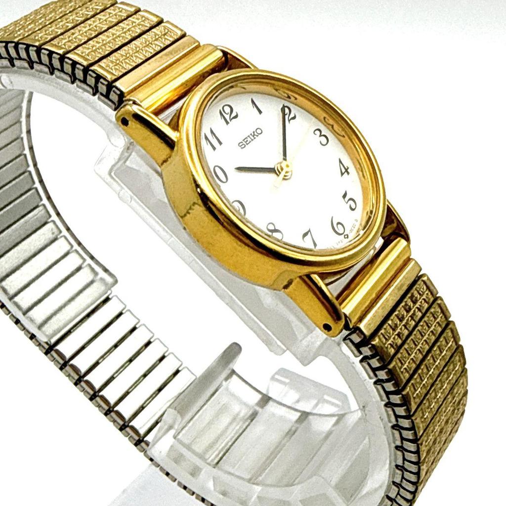 Used C143 [Vintage, Battery Replaced] SEIKO Gold-Tone Round Case Breguet Numerals Ladies Watch