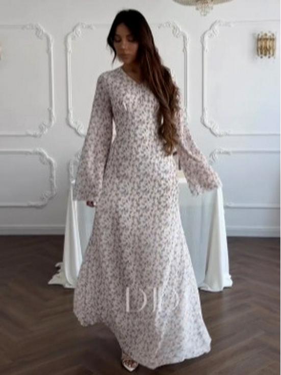 2025 Floral Slimming Autumn Long Dress for Women