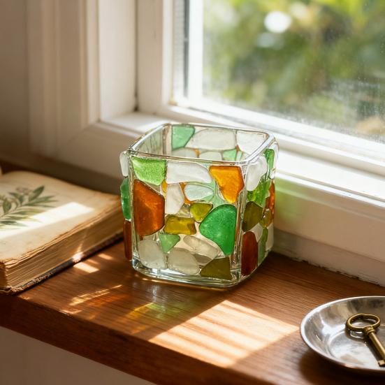 Sea Glass Tea Light Holders Handmade Mediterranean Candlesticks Nature Inspired Candle Holder Unique Gift