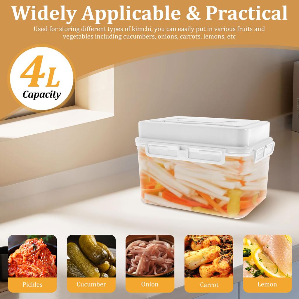 Plastic Press Fermentation Container With Handle Press Tray Clear Kimchi Press Container Good Sealing Sauerkraut Press Container