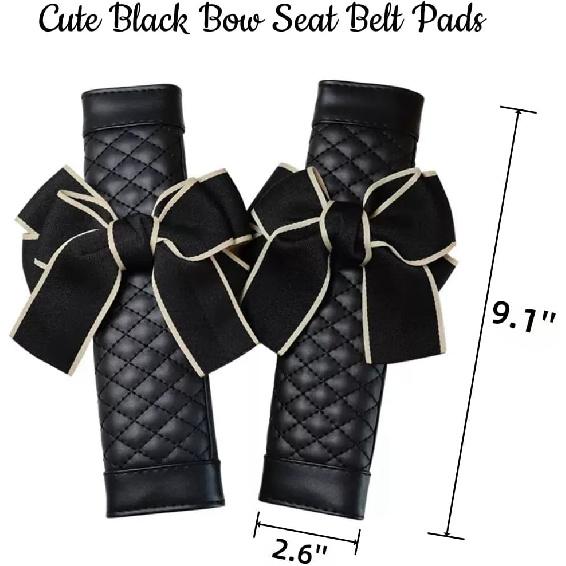 Cute Bow Leather Car Seat Belt Cover Pads,2 Pcs & 4 Pcs Seat Belt Cover for Shoulder, Seatbelt Cushion, Car Seat Strap Pads, Seatbelt Covers for