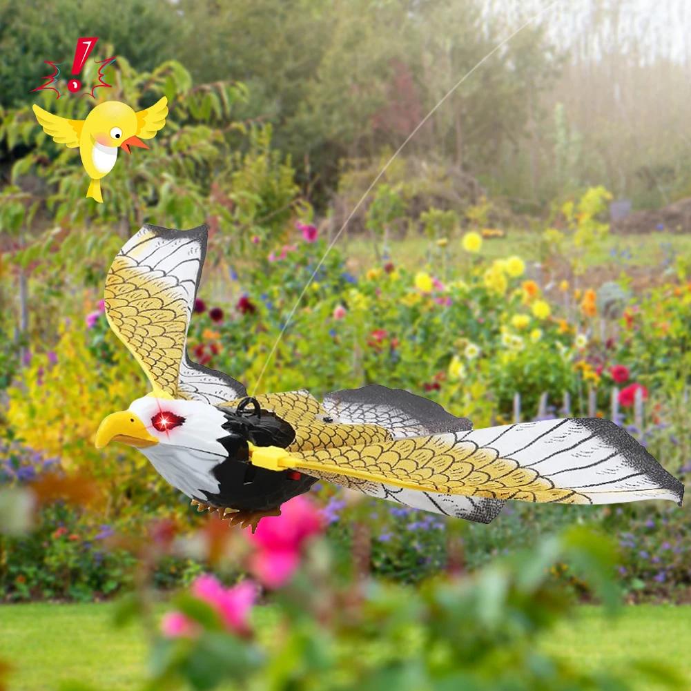 Bird Scarer Hanging Eagle Bird Scarecrow Fake Horned Hawk Decoy Outdoor Falcon Decor Eagle Fake Hawk Decoy Statue Garden Decor