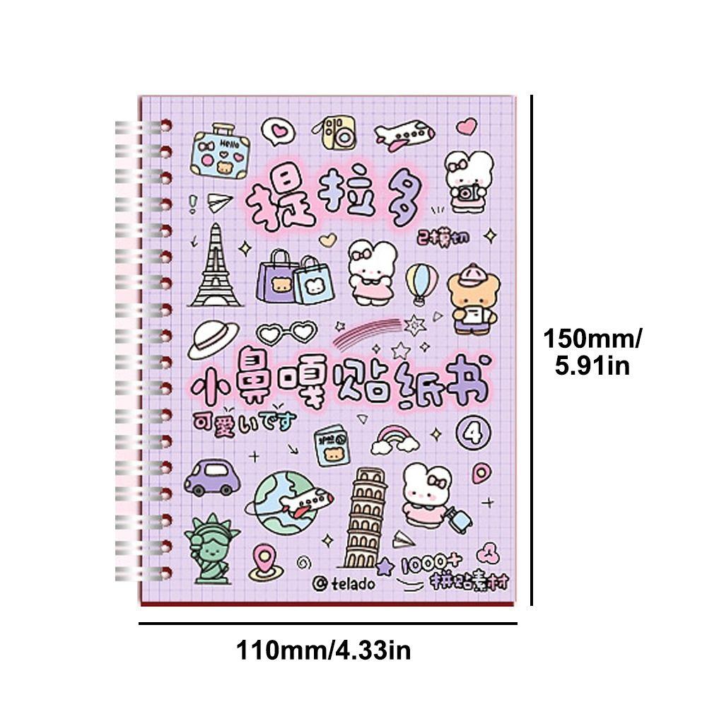 16Sheets Cute Kpop Decorative Sticker Book 1000+ DIY Material PET Scrapbooking Stickers Cartoon Washi Paper Journal