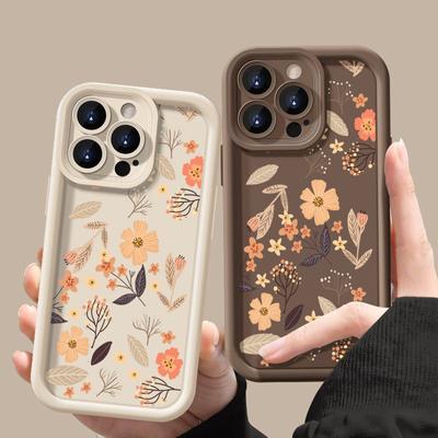 Para iPhone 17 Pro Max 17 Air 16 15 14 13 Capa com Padrão Floral à Prova de Choque Cor Sólida Capa de Telefone Macia