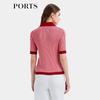 PORTS Women's Polo Neck Short Sleeve Knit Top