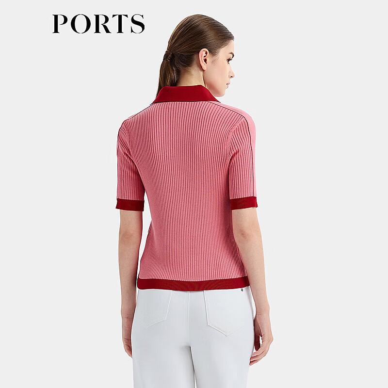 PORTS Women's Polo Neck Short Sleeve Knit Top