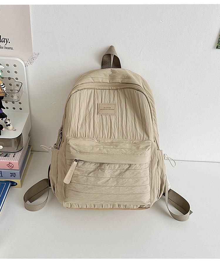 

Сладкий полосатый нейлоновый рюкзак для девочек - Простроченный школьный рюкзак в университетском стиле