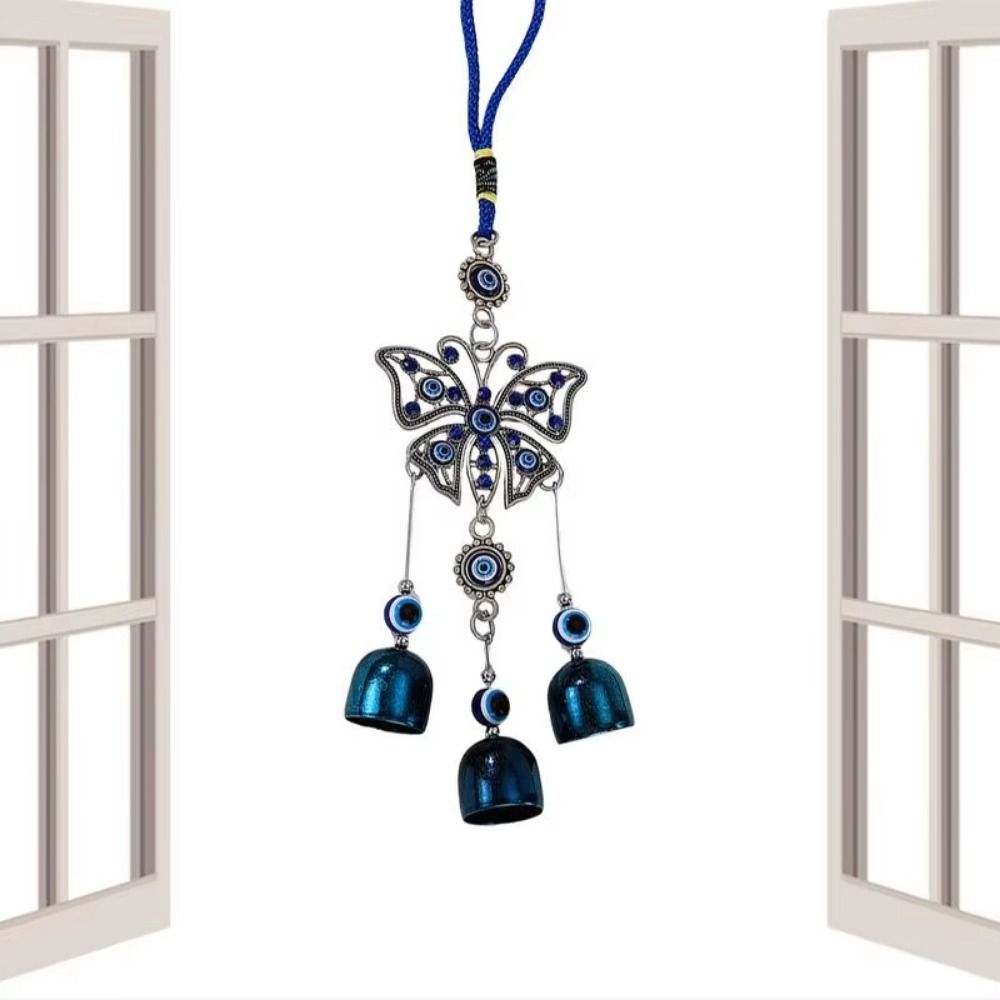 Handmade Metal Hanging Wind Chime Glass Wind Music Bell Blue Eyes Wind Chime  Garden Decoration