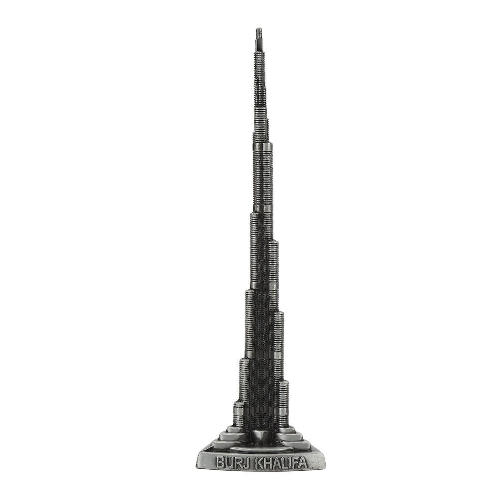 1pcs 8.66in Height Burj Khalifa Tower Model Miniature Size Metal Tower Statue  Bookshelf Display