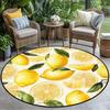 Lemon Pattern Round Rug Yellow Fruit Non-Slip Floor Mat 2D Flat Washable Area Rug for Living Room Bedroom Spring Decor