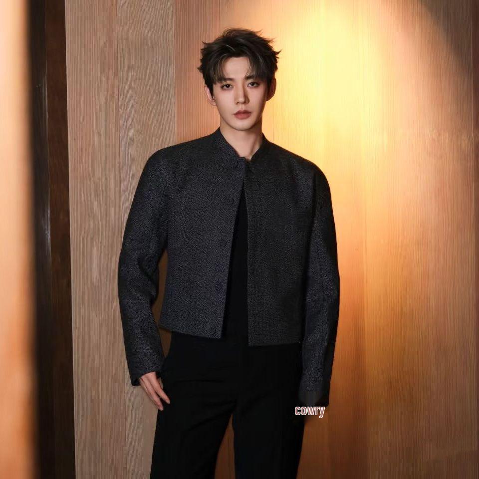 

Men s 2025 Slim Fit Chinese Style Jacket - High-Grade Stand Collar, New Stylish Design Extra Large темно-сірий