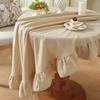 Farmhouse Ruffle Tablecloth Washable Cotton Round Tablecloths Rustic Circle Table Cover for Wedding Party Birthday Kitchen Decor